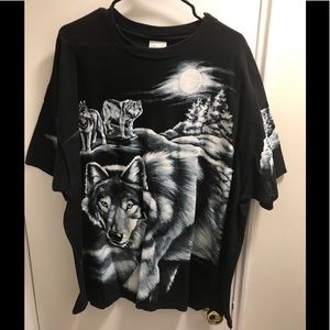 Vintage Wolves All Over Print Hanes T-shirt